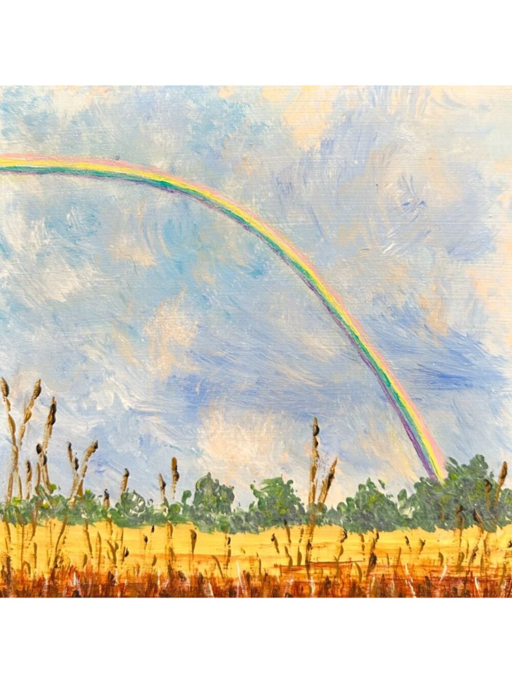Follow Every Rainbow Original 6" x 6" Acrylic Painting Nature Theme Wall Art - Picture 6 of 13